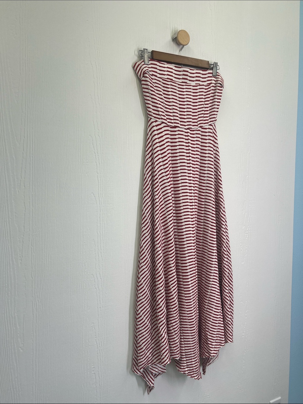 Anthropologie - Maeve Caleta Strapless Red And White Stripe Midi Dress Size SM - Picture 4 of 12